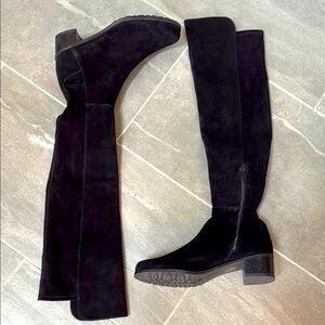 Stuart Weitzman Black Knee-High Suede Boots